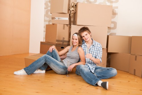 Removal van outside a typical Islington terrace home