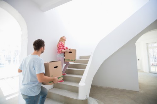 Organised loading of boxes for a local removals service in Islington