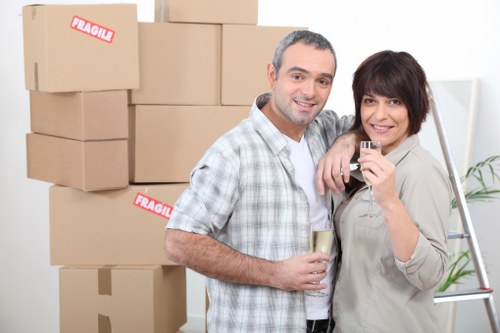 Commercial movers assisting with a local office transfer